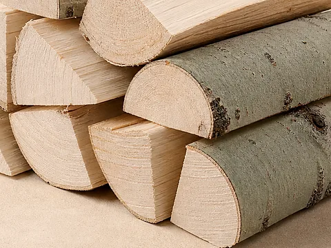 Берёзовый кругляк не колотый — фактура распила
